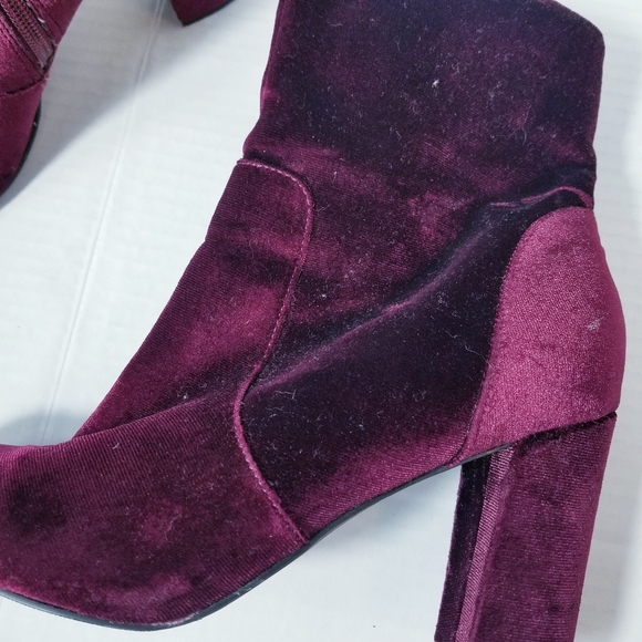 MADDEN GIRL BURGUNDY VELOUR HEELED BOOTS SIZE 8 - Picture 10 of 15
